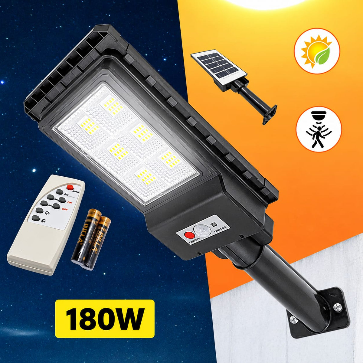 LED SOLARNI REFLEKTOR + SENZOR + DALJINSKI + 180W