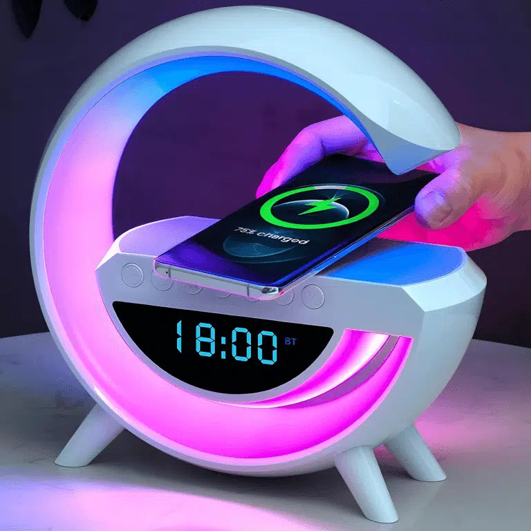 7 u 1 LAMPA , BEŽIČNI PUNJAČ, BLUETOOTH, ZVUČNIK, SAT, ALARM, TAJMER