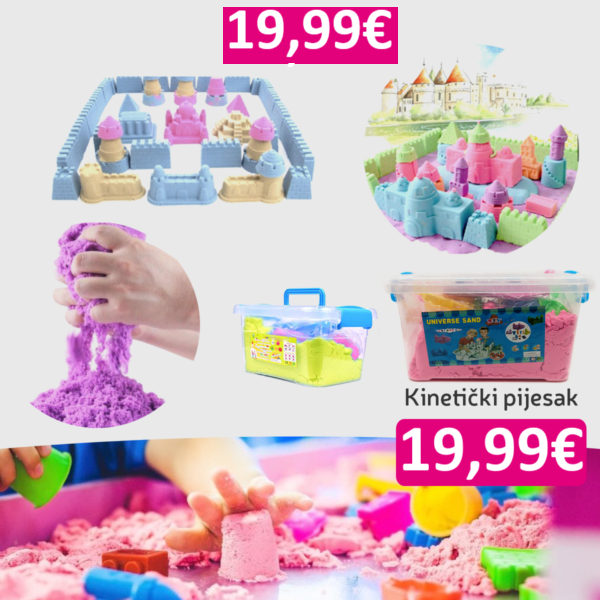 KINETIČKI PIJESAK 2KG + KALUPI + KANTA
