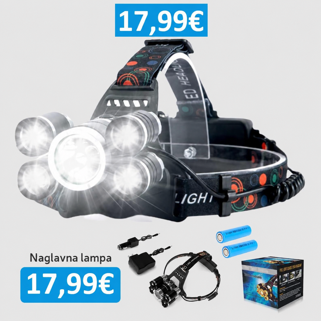 PROFESIONALNA NAGLAVNA LAMPA PUNJIVA 5 DIODA