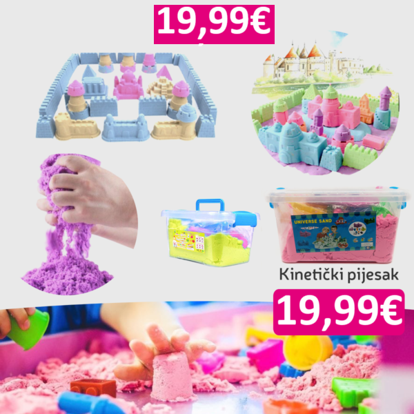 KINETIČKI PIJESAK 3KG + KALUPI + KANTA