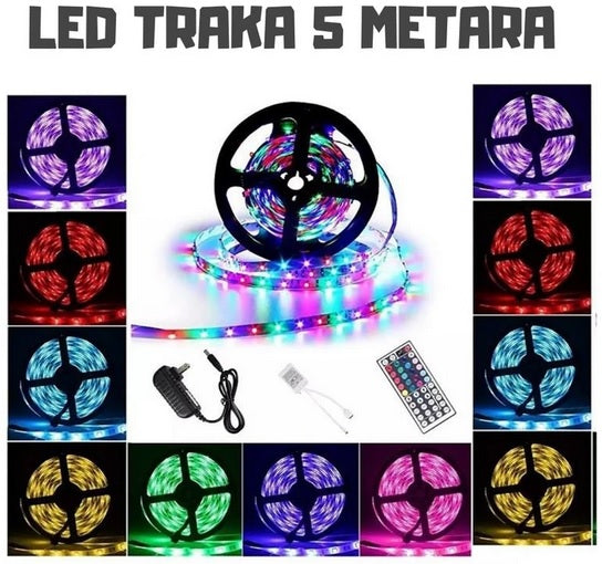 LED TRAKA U BOJI +DALJINSKI +ADAPTER + RGB BOJE
