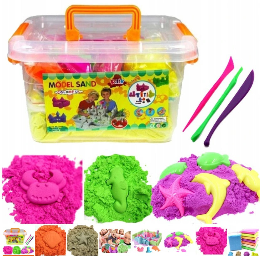 KINETIČKI PIJESAK 2KG + KALUPI + KANTA